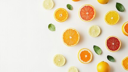 Vibrant Collection of Isolated Citrus Fruits on White Background Featuring Oranges, Lemons, Limes, and Grapefruits for Freshness and Flavorful Aesthetics