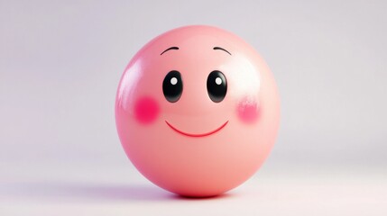 Fototapeta premium 3D emoticon with a shy expression and blush, isolated on white, representing timidity or admiration