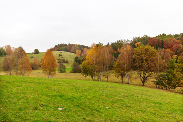 Fototapeta premium Colorful autumn Landscape in Bohemian Paradise, Czech Republic 
