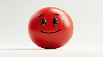 Fototapeta premium Anxious emoticon with a hesitant smile and sweat drop, isolated on white to represent nervousness