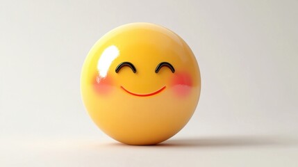 Fototapeta premium Embarrassed emoticon with flushed cheeks and awkward smile, isolated on white, showing discomfort