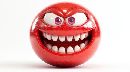 Naklejka premium Happy emoticon with wide grin and sparkling eyes, isolated on white, symbolizing pure joy