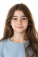 Foto f&uuml;r Kinderausweis - M&auml;dchen mit langen dunklen Haaren