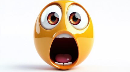 Fototapeta premium Shocked emoticon with open mouth and wide eyes, isolated on white background, expressing surprise