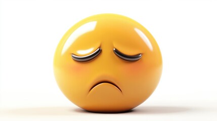 Fototapeta premium Sleepy emoticon with half-closed eyes, isolated on white, representing exhaustion