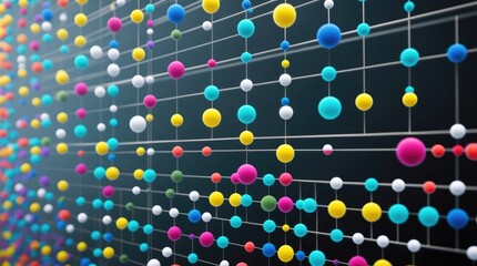 Colorful abstract representation of interconnected nodes on a dark background illustrating digital data concepts
