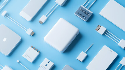 A white cloud storage device is connected to various devices using USB cables, all against a blue background.