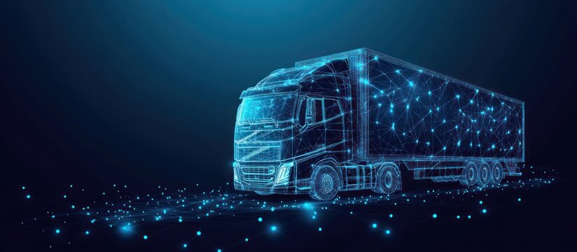 Logistics and distribution low poly wireframe banner template. Polygonal international shipment and delivery