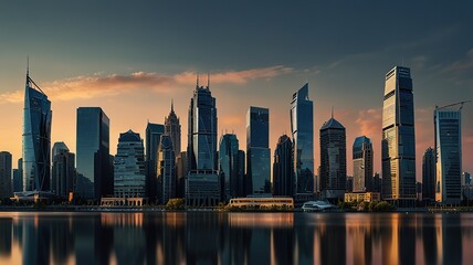 Obraz premium Modern cityscape, panoramic background