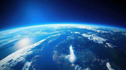 Fototapeta premium Breathtaking Earth from space view, focusing on Europe with clouds drifting over oceans and land. A tribute to the beauty of our planet.