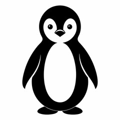 Fototapeta premium Adorable Baby Penguin Silhouette Vector Illustration on White Background