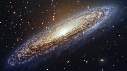 Obraz premium Cosmic image of a spiral galaxy with bright stars and nebulae, capturing the silent, awe-inspiring beauty of deep space.