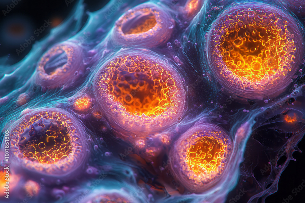 Poster dynamic layers of color representing immune strength, with overlapping shapes symbolizing cellular p