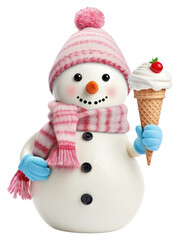 Fototapeta premium PNG Snowman holding a ice-cream snowman dessert winter.
