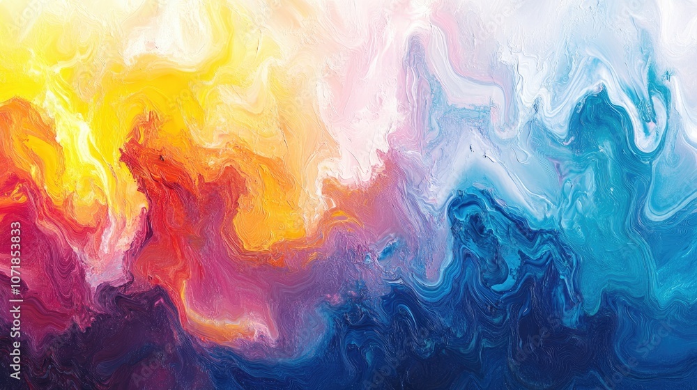 Poster high-resolution abstract paint splash with multiple colors blending beautifully, providing a strikin