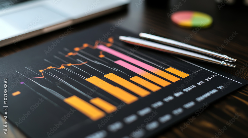 Poster charts and numbers showing how a business is doing.