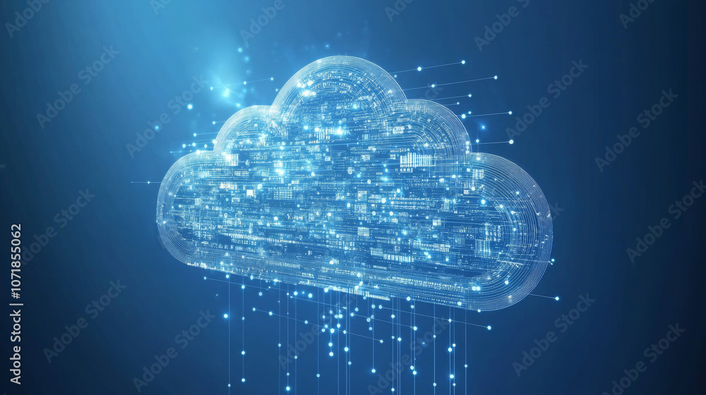 Poster cloud and edge computing keeps data safe with strong security. it protects information from hackers 