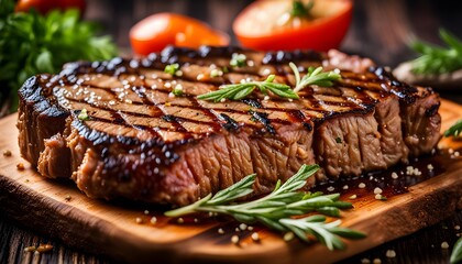 Juicy Organic Grilled Steak ready for dinner
