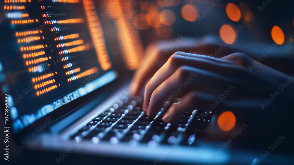 Poster cybersecurity protects your business data from online threats. it uses strong passwords, secure netw
