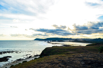 Beautiful sunset with orange sky color and very beautiful on Senggigi Beach, Lombok