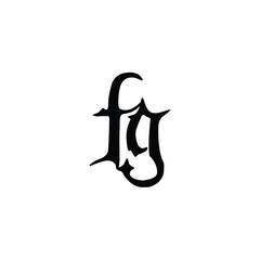 FG monogram logo design letter text name symbol monochrome logotype alphabet character simple logo