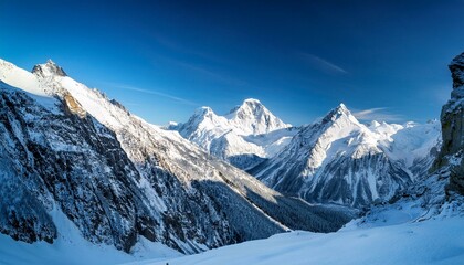 snow covered mountains in winter