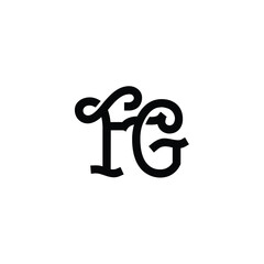 Obraz premium FG monogram logo design letter text name symbol monochrome logotype alphabet character simple logo