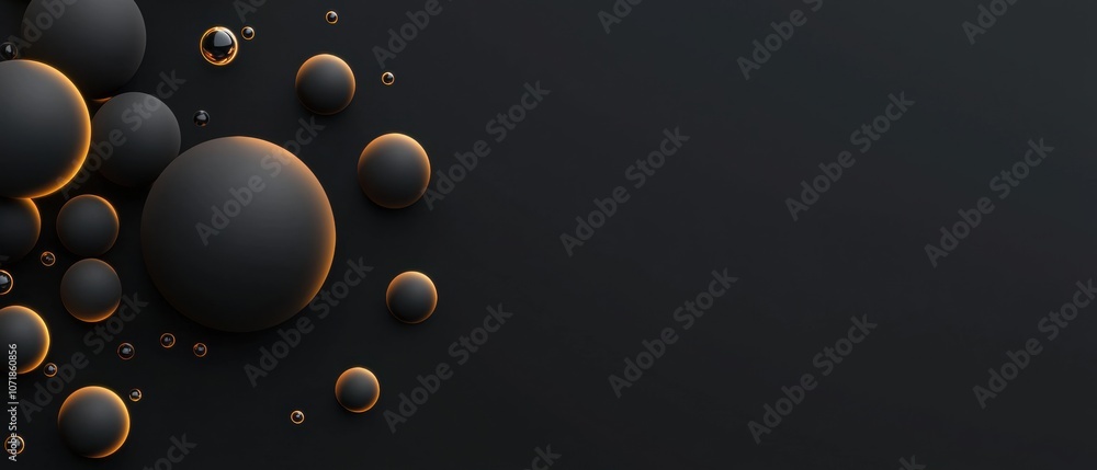 Poster A black background with many small circles of different sizes