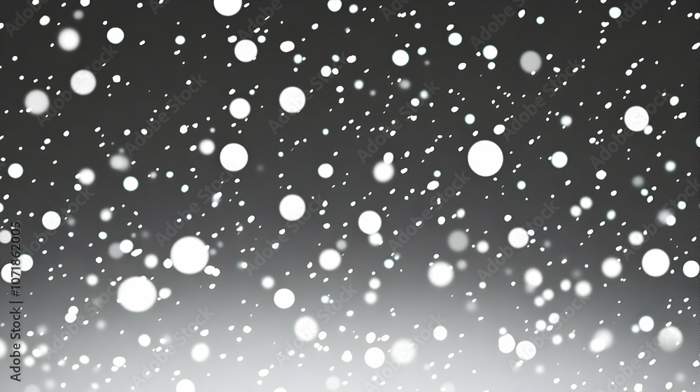 Poster abstract black and white background with scattered white circles of various sizes and blurred effect