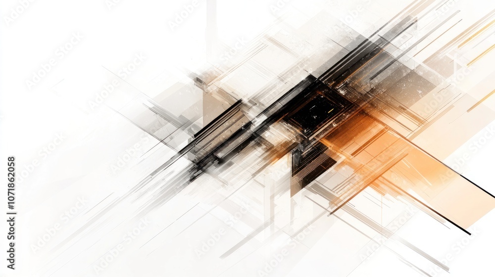 Poster abstract digital artwork featuring dynamic lines and shapes in a modern color palette.