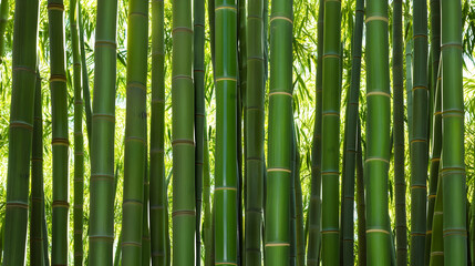 Obraz premium A Lush Green Bamboo Forest with Sunlight Streaming Through the Stalks