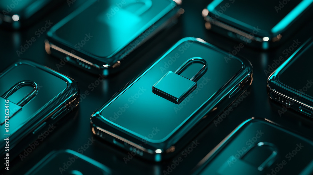 Poster keeping your phone safe from hackers. protecting your data stored online.