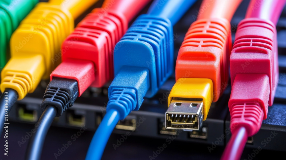 Aufkleber lan cables connect computers to the internet and cloud servers. they use fiber optic or ethernet tec