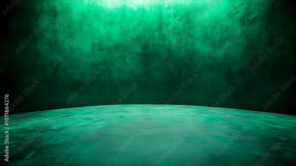 Aufkleber abstract green background with textured wall and curved surface for product display and mockups