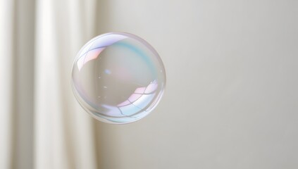 Close-up of a single soap bubble in a minimalistic composition