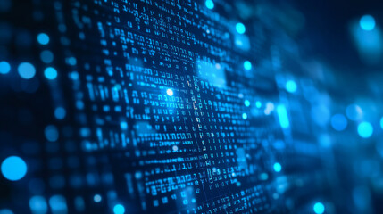 Obraz premium Protecting data and networks online is essential. This image shows a blue background with fast internet speeds and binary code, representing the complex world of cybersecurity.