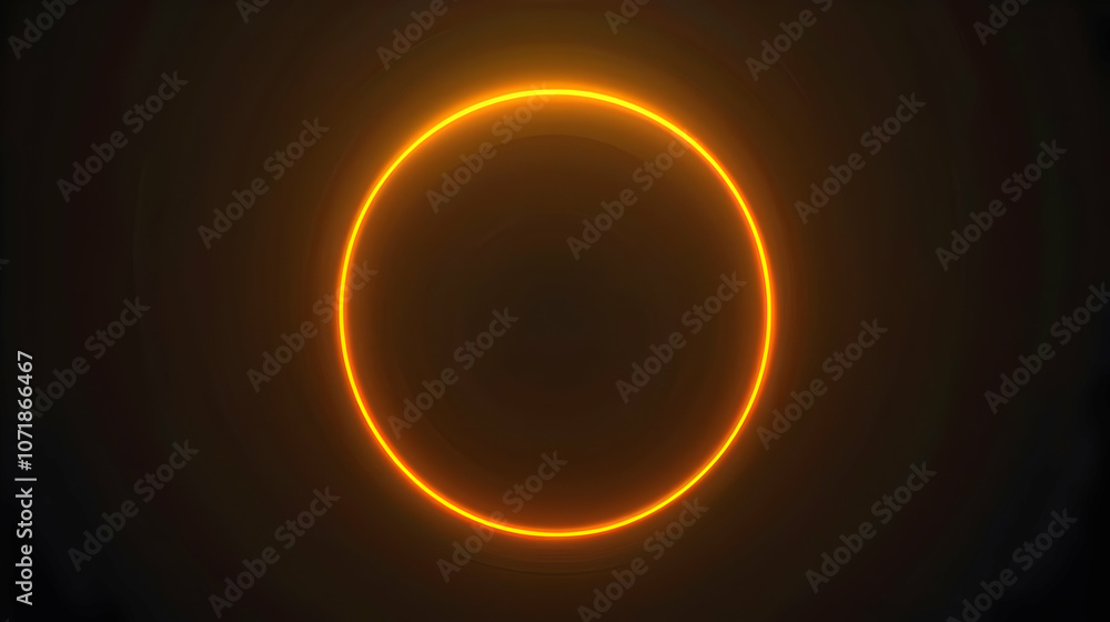 Poster abstract orange circle with circular glow in a dark background