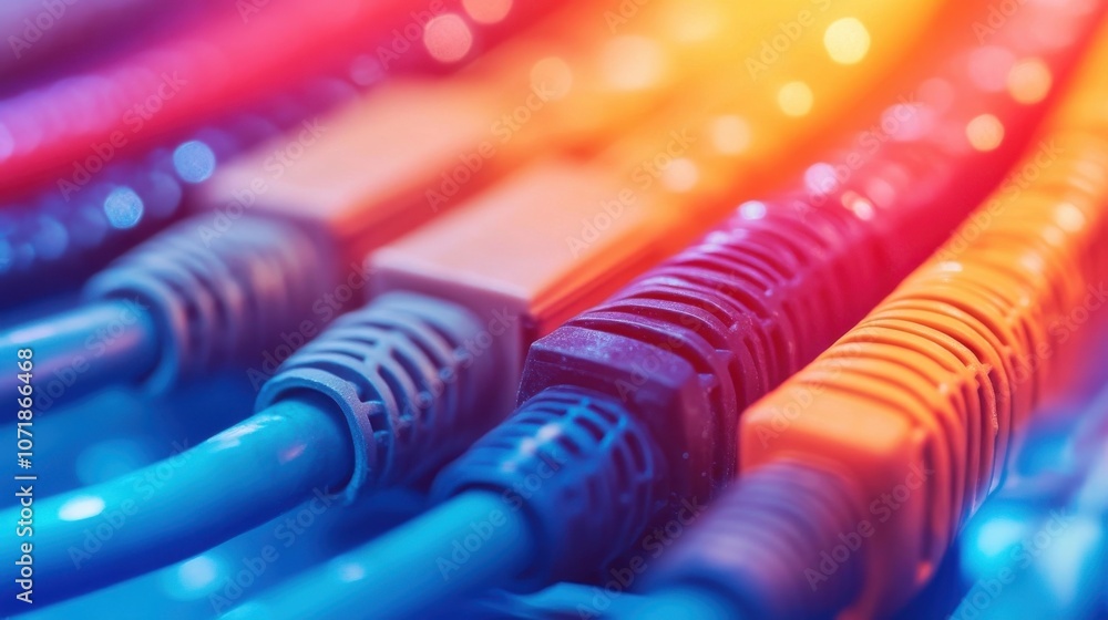 Aufkleber vibrant and colorful ethernet cables arranged in an abstract technological backdrop showcasing the c
