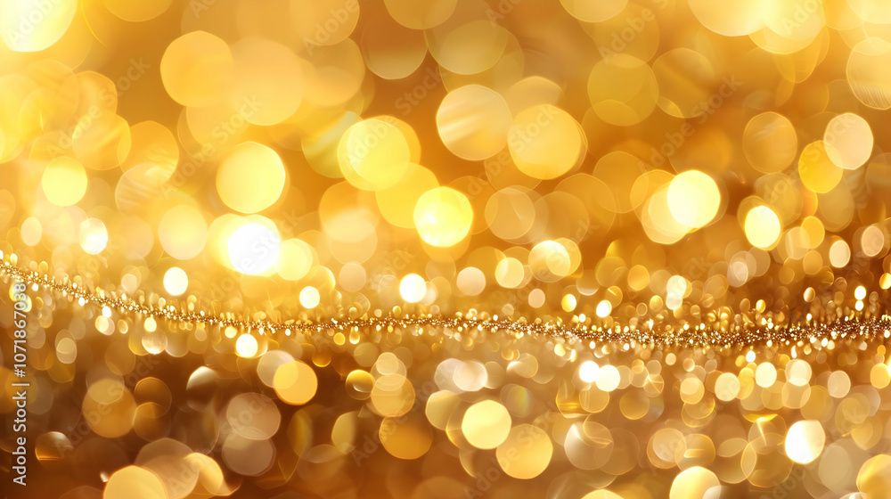 Poster abstract golden bokeh background with shimmering lights and blurry circles