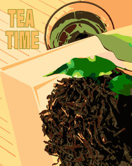 Illustration with tea, flat design