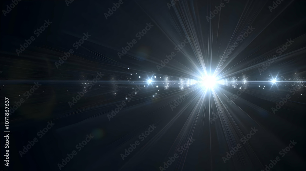 Aufkleber abstract light effect with bright rays and glimmering particles on a black background