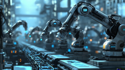 Obraz premium Smart factories use automation and share data to make manufacturing more efficient and effective.