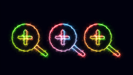 Magnifying glass simple icon collection. Search icon set, zoom in  icons.