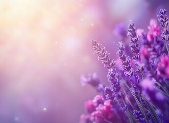 Fototapeta premium Close up of lavender flowers with a soft blurred background.