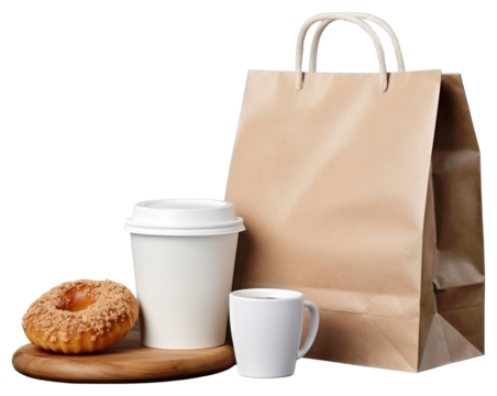 PNG White blank package food handbag coffee.