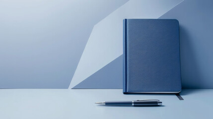 Dark Navy Notebook with Pen, Generative AI Illustration