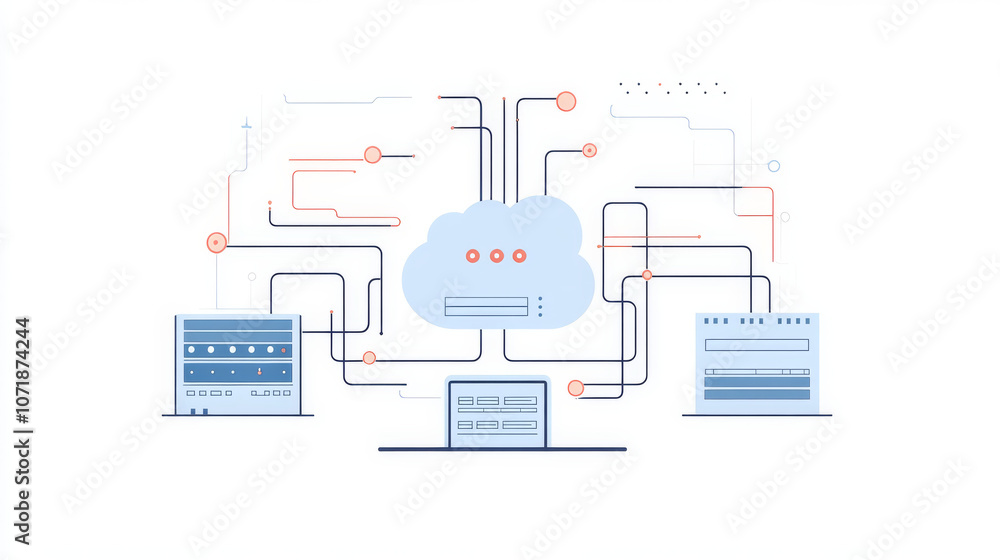 Poster this image shows a simple drawing of how cloud computing works. it uses lines and shapes to show how