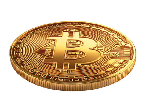 a gold coin with a bitcoin symbol