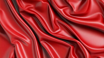 Fototapeta premium Red Satin Fabric Drape Elegant Smooth Textile Texture Background