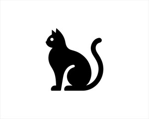 Cat logo design icon symbol vector template. Silhouette cat